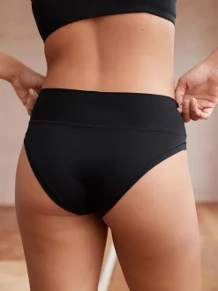 Next High Waist High Leg Ultimate Comfort Knickers 2 Pack Black Clearance