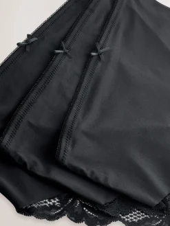 Next Black High Waist High Leg No VPL Lace Back Briefs 3 Pack New