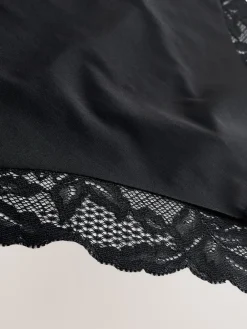 Next Black High Waist High Leg No VPL Lace Back Briefs 3 Pack New