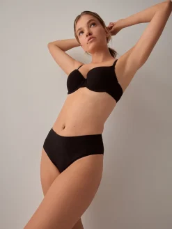 Next High Waist High Leg No VPL Comfort Knickers 3 Pack Black Clearance