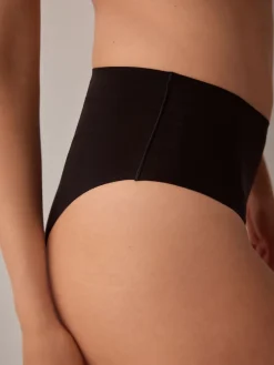 Next High Waist High Leg No VPL Comfort Knickers 3 Pack Black Clearance
