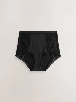 Next High Waist Lace & Microfibre Knickers 2 Pack Black Sale