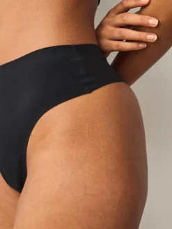 Next Black High Waisted Thong No VPL Period Knickers 2 Pack New