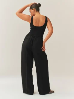 Next Black Hourglass Wide Leg Tailored Trousers Online