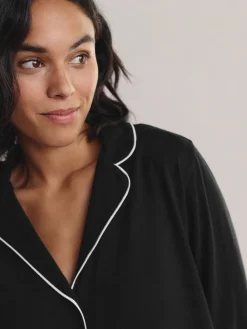 Next Jersey Button Through Pyjamas Black Discount