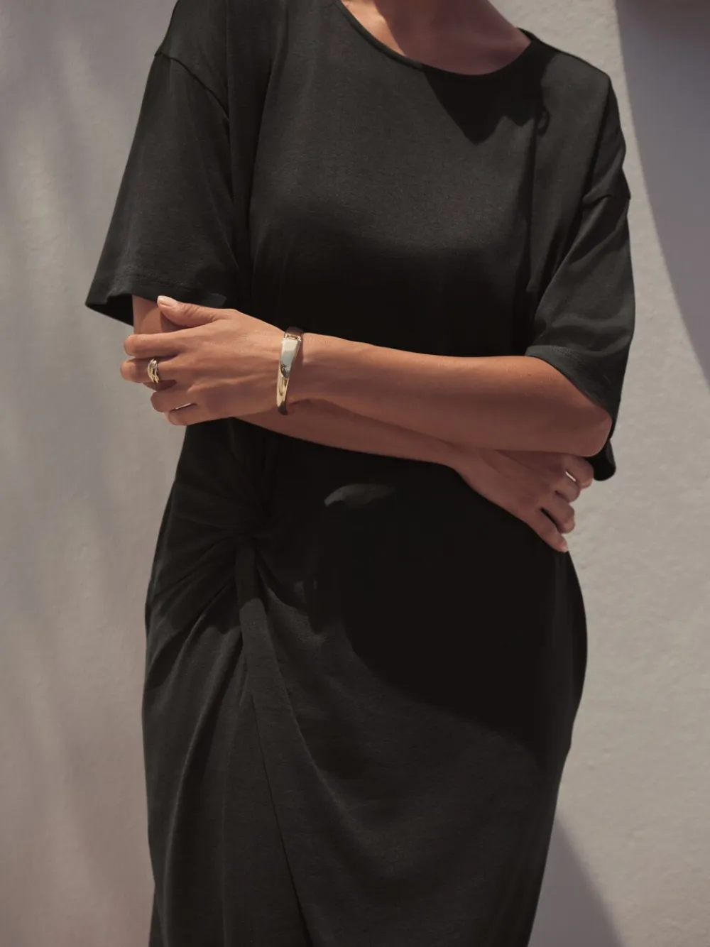 Next Jersey Twist T-Shirt Summer Dress Black Hot