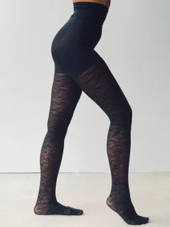 Next Bum, Tum And Thigh Shaping Tights Black Lace Online