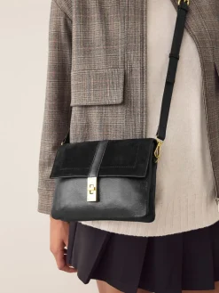 Next Leather Croc Effect Cross-Body Bag Black Hot