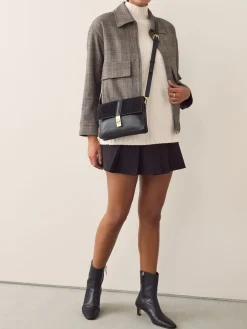 Next Leather Croc Effect Cross-Body Bag Black Hot