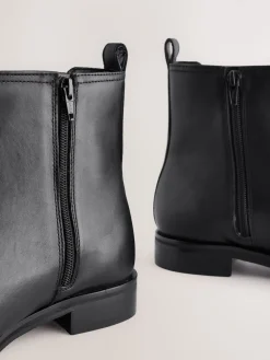 Next Extra Wide Fit Forever Comfort® Chelsea Ankle Boots Black Leather New