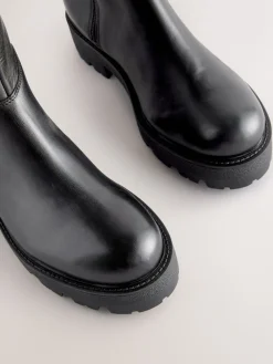 Next Forever Comfort® Chunky Chelsea Boots Black Leather Hot