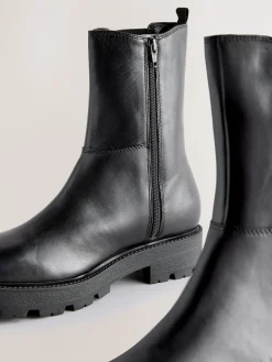 Next Forever Comfort® Chunky Chelsea Boots Black Leather Hot