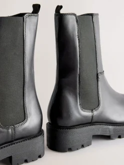 Next Forever Comfort® Chunky Chelsea Boots Black Leather Hot