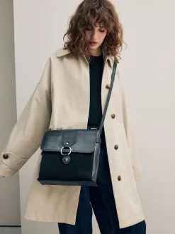 Next Leather Pocket Messenger Bag Black Sale