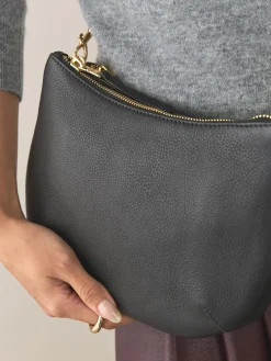 Next Leather Scoop Cross-Body Bag Black