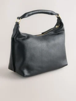 Next Leather Scooped Hand Held Bag Black
