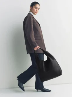 Next Slouchy Shoulder Bag Black Leather Online