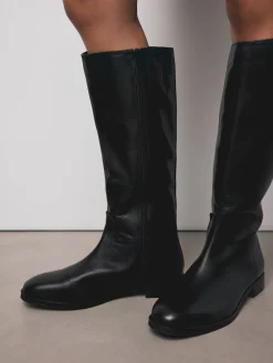 Next Standard/Wide Fit Forever Comfort® Flat Riding Boots Black Leather Discount