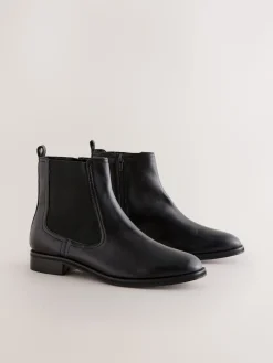 Next Black Leather Standard/Wide Fit Forever Comfort® Chelsea Ankle Boots Hot