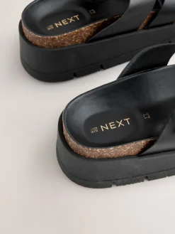 Next Leather Strap Buckle Detail Sandals Black Best