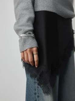 Next Lightweight Lace Trim Triangle Scarf Black Outlet