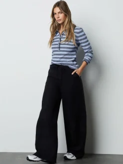 Next Linen Blend Wide Leg Trousers Black Online