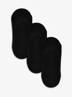 Next Low Cut Invisible Footsie Socks 3 Pack Black New