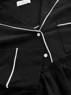 Next Maternity Jersey Button Through Pyjamas Black Clearance