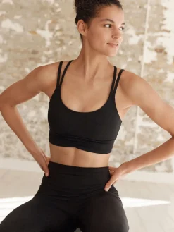 Next Medium Impact Strappy Back Sports Bra Black Online