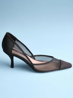 Next Tabitha Simmons x Mary Grace Leather Chisel Toe Court Heels Black mesh Clearance