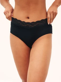 Next Midi Cotton Lace Knickers 4 Pack Black