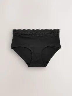 Next Midi Cotton Lace Knickers 4 Pack Black