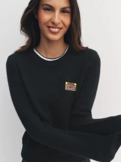 Next Black Music Cassette Long Sleeve Crew Neck Jumper With Wool Sale
