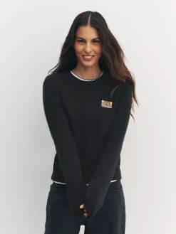 Next Black Music Cassette Long Sleeve Crew Neck Jumper With Wool Sale