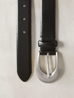 Next Black N. Premium Made In Italy Curve Buckle Leather Belt