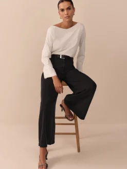 Next N. Premium Palazzo Wide Leg Jeans Black Sale