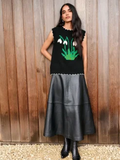 Next N. Premium Real Leather Skirt Black Hot