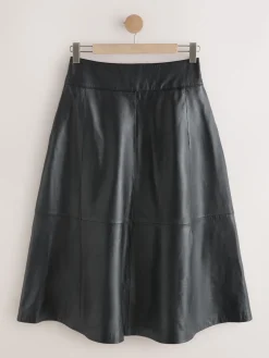 Next N. Premium Real Leather Skirt Black Hot