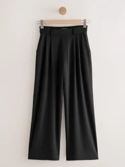 Next N. Premium Wide Leg Tailored Jersey Trousers Black Clearance