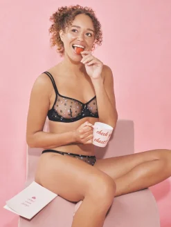 Next Black Non Pad Balcony Embroidered CoppaFeel! Bra