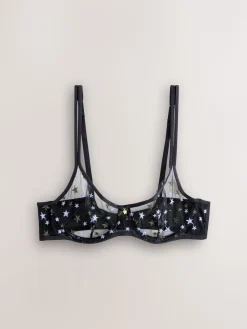 Next Black Non Pad Balcony Embroidered CoppaFeel! Bra