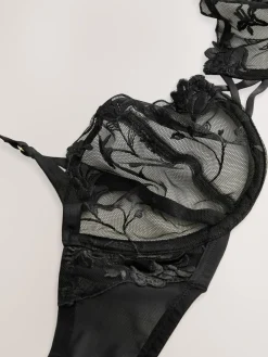 Next Black Non Pad Balcony Premium Embroidery Bra Hot