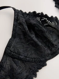 Next Black Non Pad Plunge Lace Ultimate Comfort Bra New