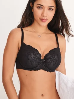 Next Pad Balcony DD+ Lace Bra Black Clearance