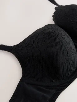 Next Pad Balcony DD+ Lace Bra Black Clearance