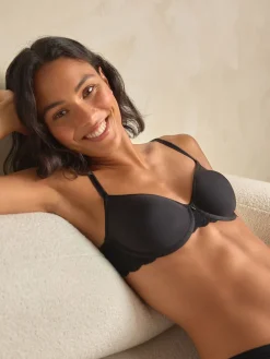 Next Pad Full Cup Premium Ultimate Comfort Lightweight Breathable T-Shirt Bra Black New