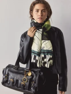 Next Black Palm Print Lightweight Scarf Outlet