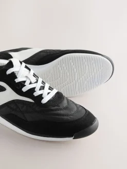 Next Panel Detail Lace-Up Trainers Black Best