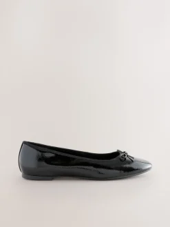 Next Extra Wide Fit Round Toe Ballerina Shoes Black Patent Best