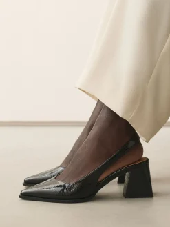 Next Forever Comfort® Pointed Toe Slingback Block Heels Black Patent Online